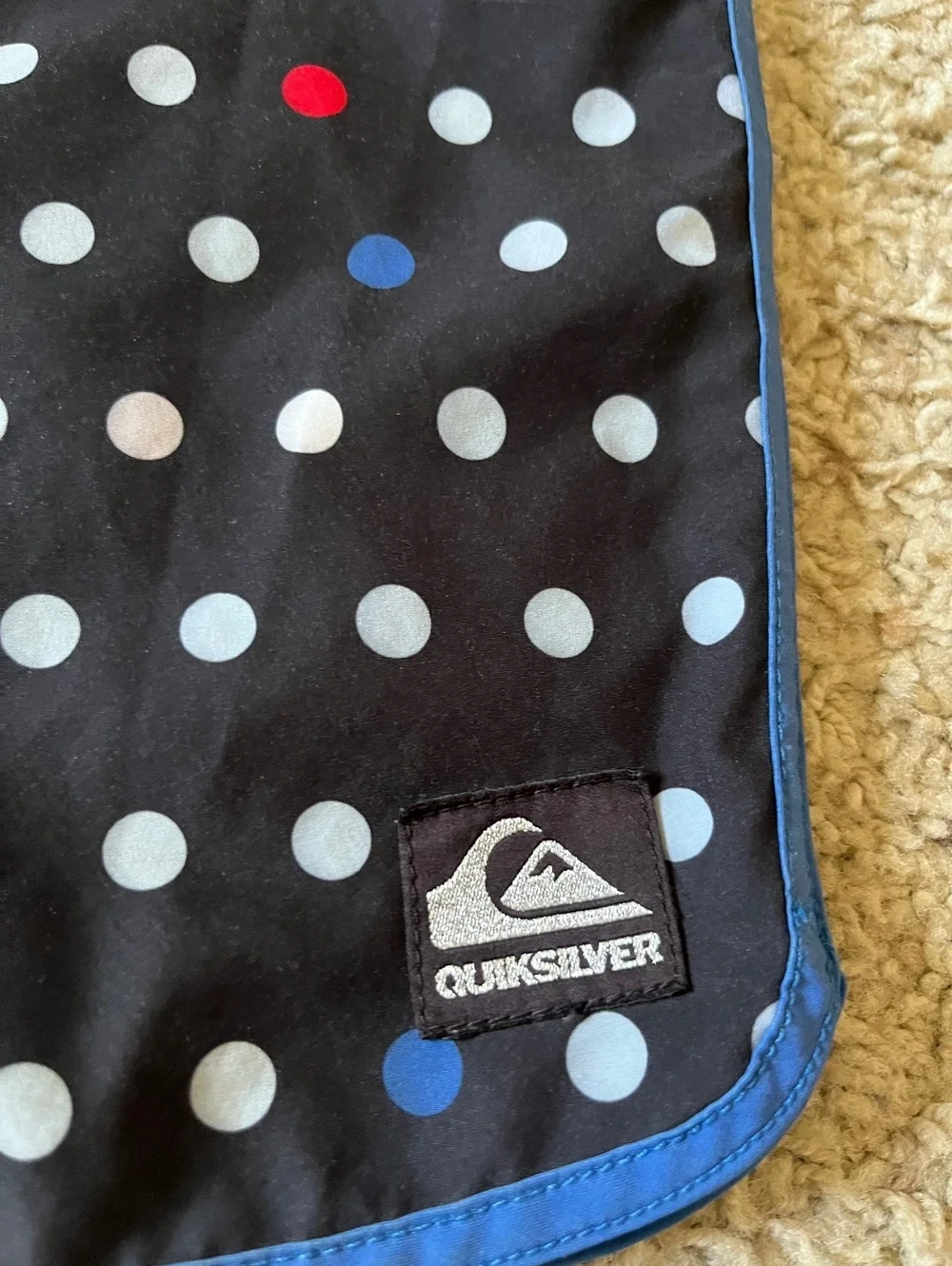Quiksilver Y2K Men's Black Polka Dot Board Shorts with Blue Trim